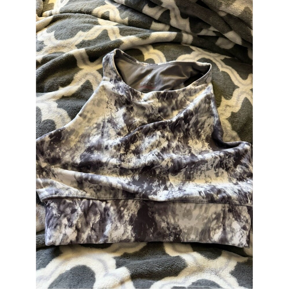 Spyder Grey Marble-Print Cropped Tank